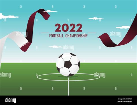 Football Tournament World Cup 2022 With Qatar Flag Background Design