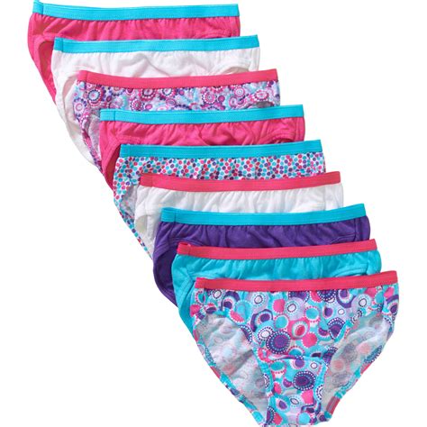 Hanes Girls Assorted No Ride Up Cotton Bikini Panties Pack Walmart