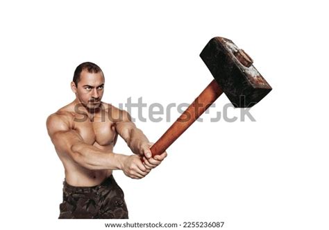 Strong Man Naked Torso Who Strikes Stock Photo 2255236087 Shutterstock