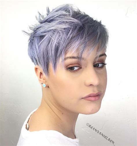 Pixie Wiht Fade Silver Hair - Wavy Haircut