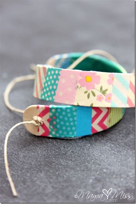 Washi Tape Wooden Bracelets Diy Crafts For Tweens Washi Tape Crafts