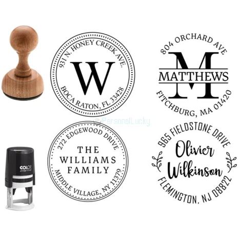 Custom Address Stamp Round Self-Inking Monogram Address Stamp ...