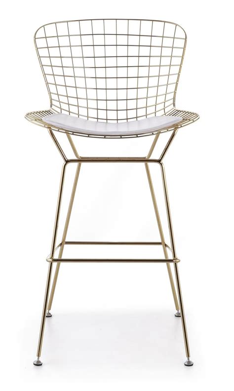 Bertoia Wire Bar Stool In Gold Finish Modernselections