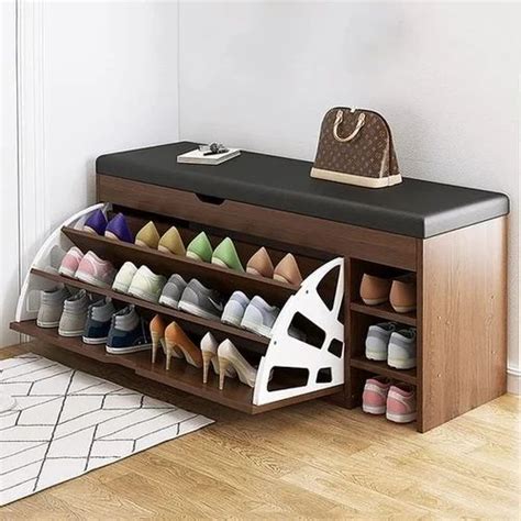 Sheesham Wood Powder Coated Modern Shoe Rack Design, 3 Shelves, Free ...