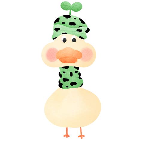 a cartoon duck wearing a green hat and green scarf, Duck in a military