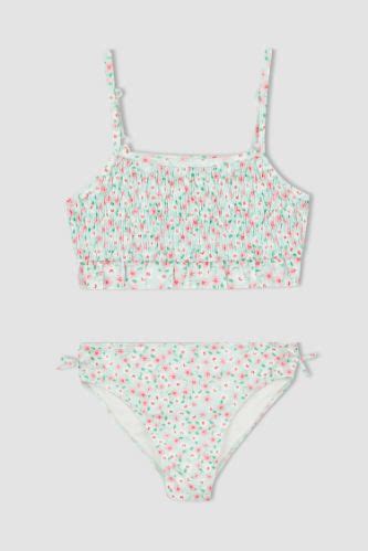 Beyaz K Z Ocuk Gen K Z K Z Ocuk Desenli Esnek Bikini Tak M Defacto