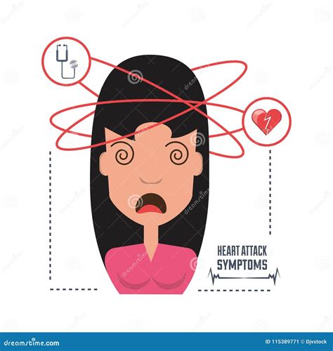 Woman with Heart Attack Symptoms and Condition Stock Illustration