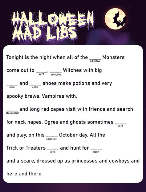 Halloween Mad Lib 15 Free Pdf Printables Printablee