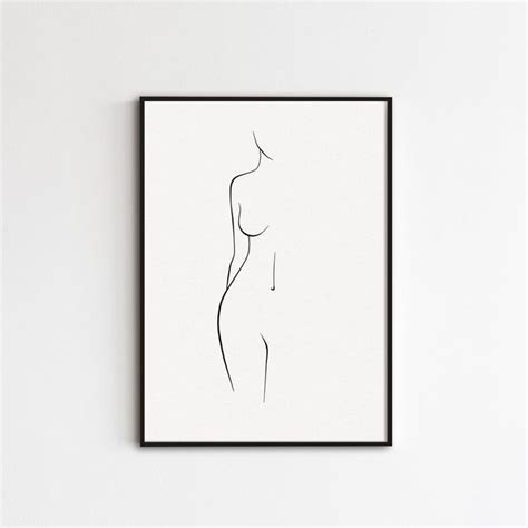 Minimal Line Woman Body Art Minimalist Nude Art Woman Body Shape Art Body Outline Print