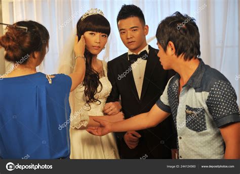 Chinese Gay Couple Zhong Second Right Liu Wanqiang Second Left Stock Editorial Photo