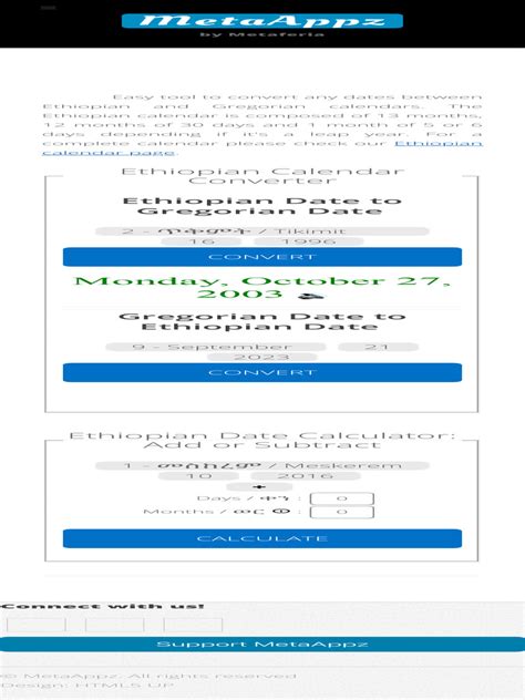 Ethiopian Calendar Converter | PDF