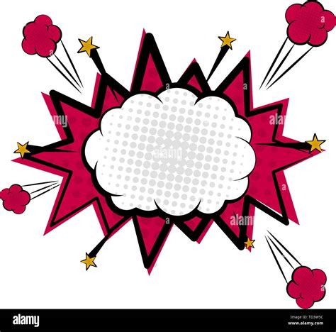 Comic Bubble Chat With Explosion Effect And Cloud Inside Vector Stock