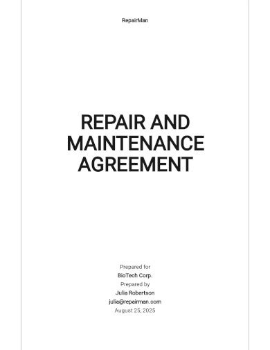 Repairmaintenance Agreement Examples Format Pdf