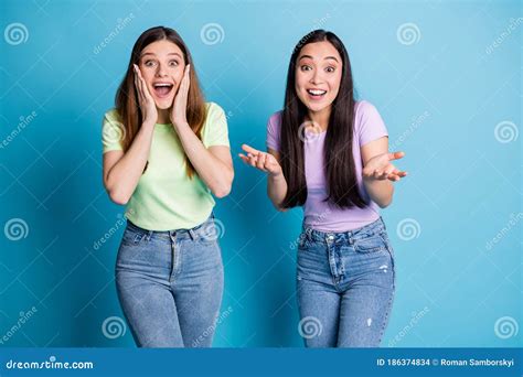 Photo Of Attractive Crazy Two People Ladies Lesbians Couple Overjoyed