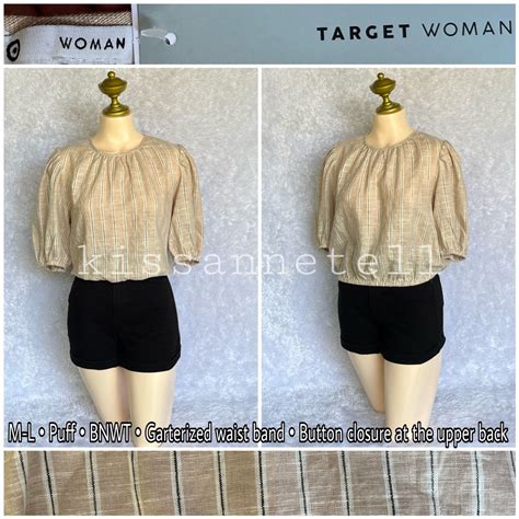 BRANDNEW Target Nude Puff Striped Top On Carousell