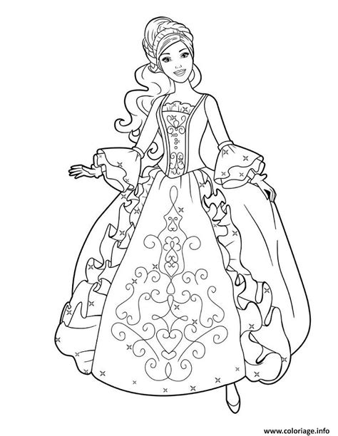 Coloriage Princesse Barbie Avec Une Jolie Robe JeColorie