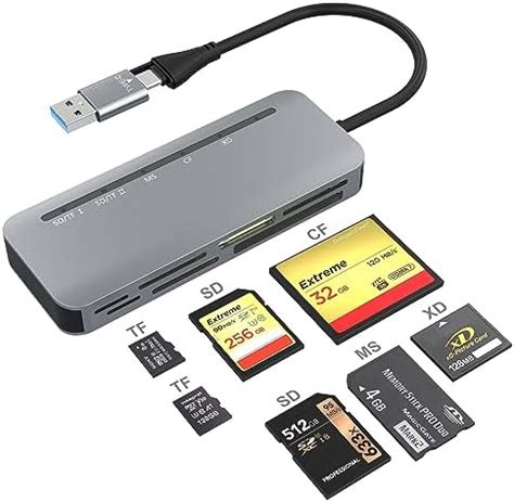 USB C USB 3.0 Multi Kartenleser, 8 in 2 SD Kartenleser Hub Adapter für ...