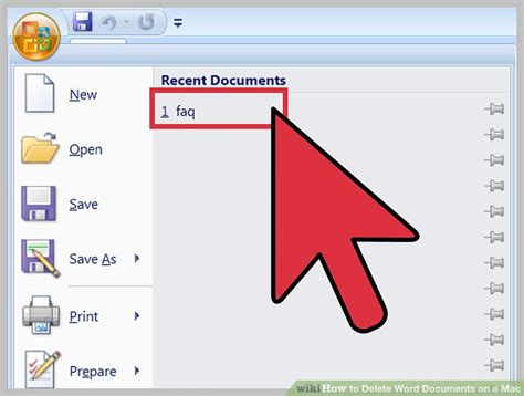 how to delete documents on word