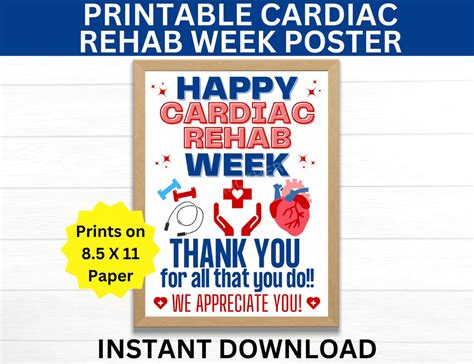 Cardiac Rehab Week Printable Poster Happy Cardiac Rehab Week Sign