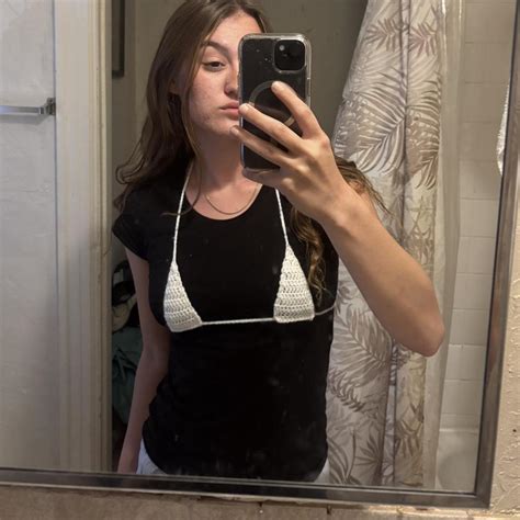 Cute White Crochet Bikini Top Beachyvibes This Top Depop