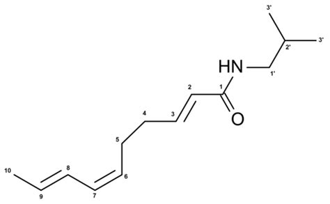 Structure Of Spilanthol Deca 2e6z8e Trienoic Acid Isobutylamide Download Scientific Diagram