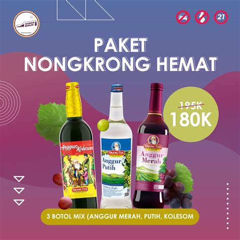 Jual Paket Nongkrong Hemat 3 Botol Mix Anggur Merah Putih Kolesom