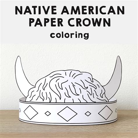 native american headdress feathers paper crown printable coloring craft