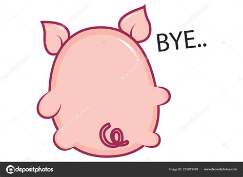 Vector Cartoon Illustration Cute Pig Saying Bye Isolated White