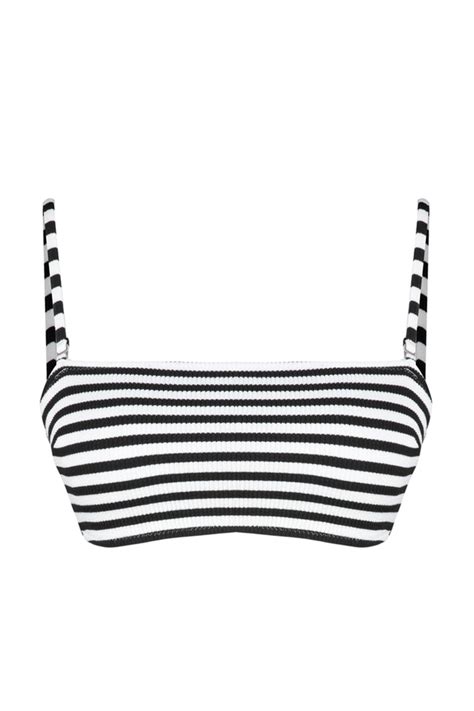 Trendyolmilla Siyah Beyaz Çizgili Straplez Dokulu Core Bikini Üstü TBESS BU Fiyatı