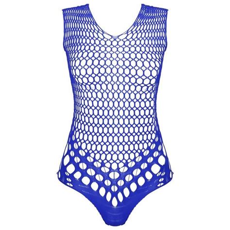 YONGHS FR Bodystocking Sexy Femme Résille Body Fishnet Bodysuit Transparent Babydoll Lingerie