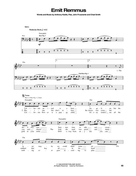 Emit Remmus By Red Hot Chili Peppers Bass Tab Guitar Instructor