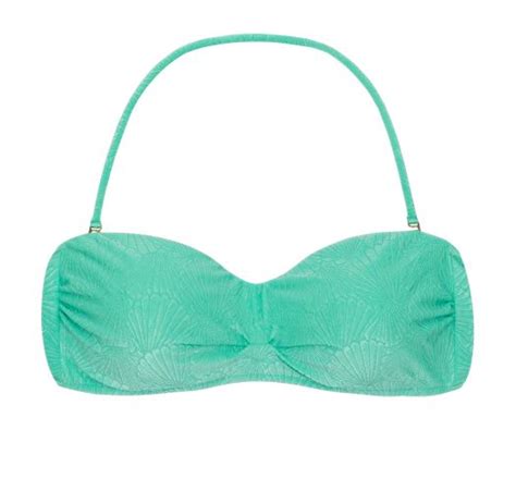 Reggiseno Bikini Fascia Verde Acqua Con Disegno Conchiglie Top Atlantis Bandeau Pli Rio De Sol