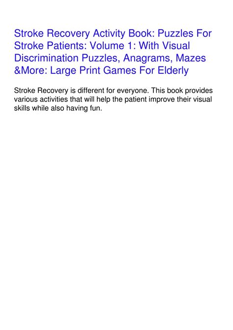 Ppt Pdf Stroke Recovery Activity Book Puzzles For Stroke Patients