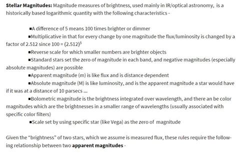 solved stellar magnitudes magnitude measures  brightness cheggcom