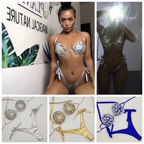 Venus Vacation Sexy Hollow Out Diamond Bikini Set Mosaic Push Up Bling Stones Swimwear