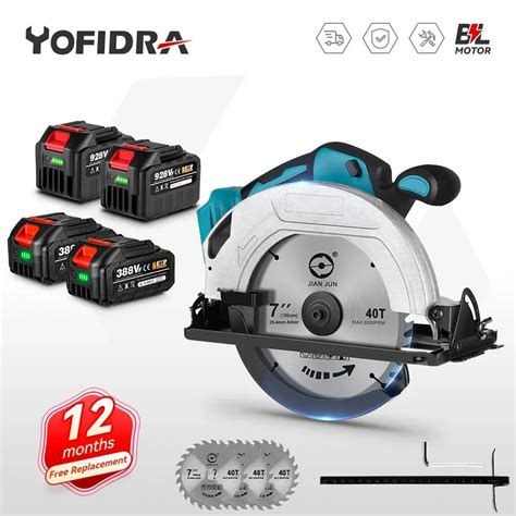 Yofidra 7 Inch 180mm Brushless Electric Circular Saw 10800RPM Cordless