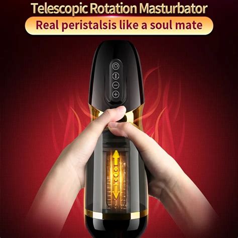 Masturbation Cup For Men Real Vagina Automatic Rotational Telescopic Heating Sucking Sexual