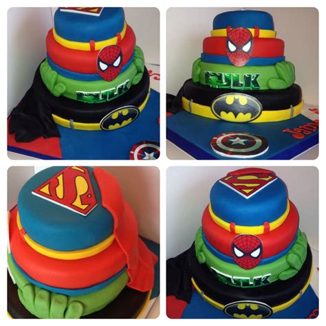 super heroes cake batman superman hulk spiderman captain america