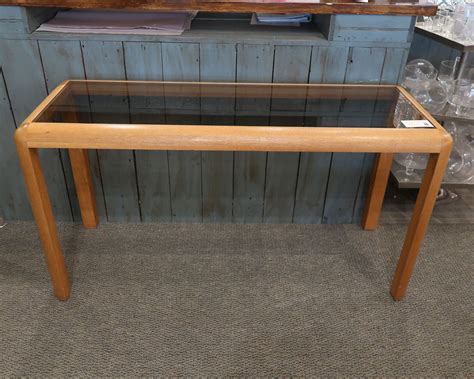 Oak Glass Top Sofa Table | New England Home Furniture Consignment
