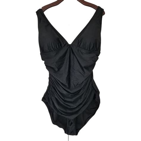 J Crew Swim J Crew Long Torso Ruched Vneck Onepiece Swimsuit Size