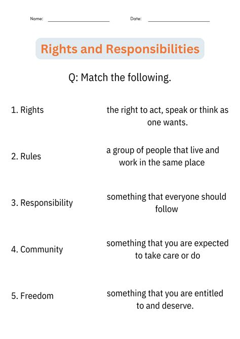 Rights and Responsibilities of Citizens Activities Worksheets for