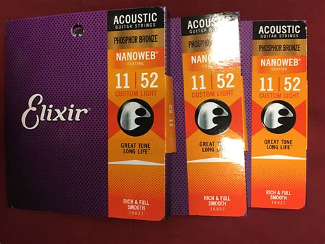 Elixir Nanoweb 16027 92/8 phosphor bronze acoustic guitar | Reverb UK