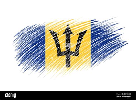 3d Flag Of Barbados On Vintage Style Brush Background Stock Photo Alamy