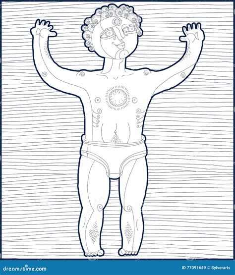 Vector Black And White Illustration Of Nude Male Adam Concept Stock Illustration