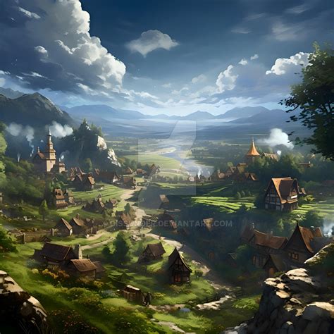 Medieval Fantasy Landscape with village by Dissunder on DeviantArt