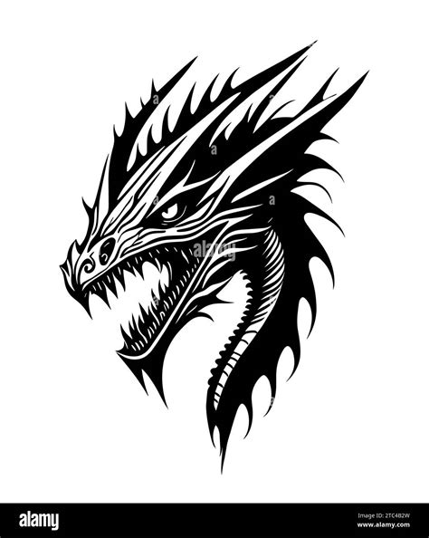 Black Drawing Of Oriental Dragon Head Vector Art Stock Vector Image
