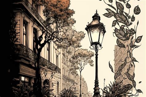 Obra de arte de diseño de postales con un enorme dibujo de calles