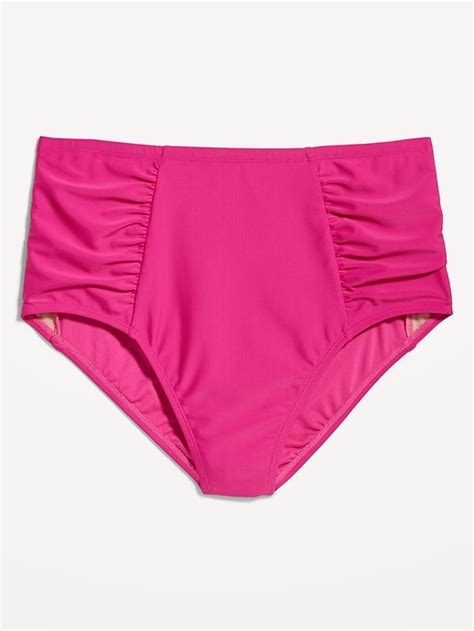 High Waisted Printed Ruched Bikini Swim Bottoms Old Navy