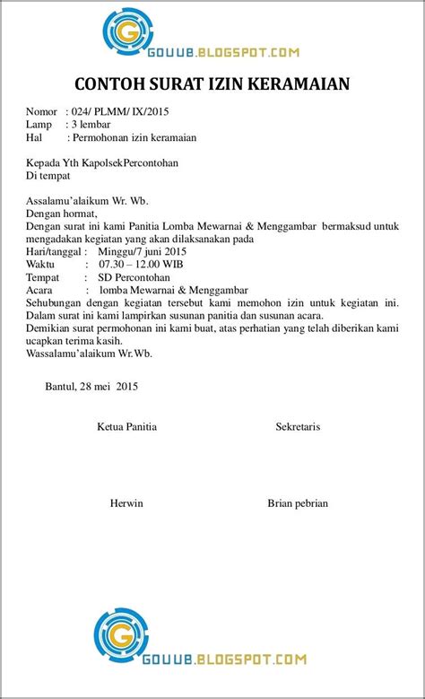 Surat Permohonan Ijin Acara