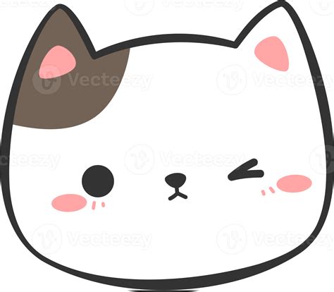 Cute Kitty Cat Head Cartoon Element 9665329 Png